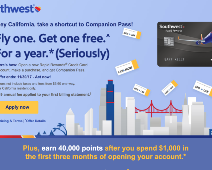 southwest companion pass, california companion pass, how to earn southwest companion pass, southwest airlines