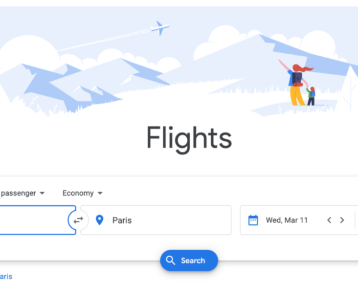 Google Flights Home Screen